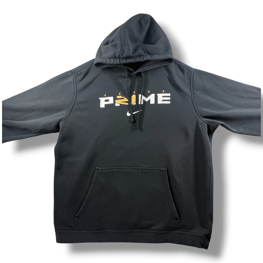 Nike Coach Prime Deion Sanders Hoodie Black XL Graphic Pullover Sweatshirt
